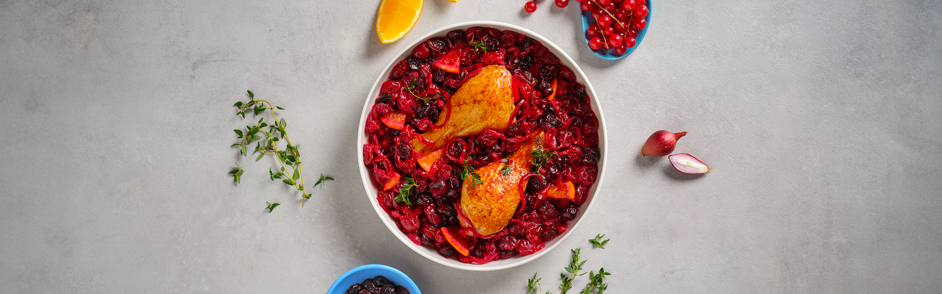 Tangy Vinegar Chicken with Cranberries and Orange